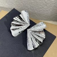 Silver Tone Leaf Pendant Earrings