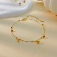 Gleaming 18K Gold-Plated Ball Link Bracelet
