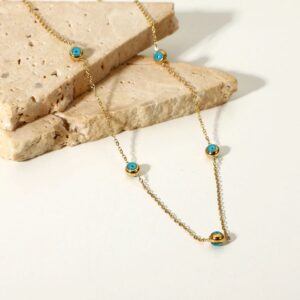 Evil Eye Blue and White stone necklace