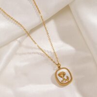 18K Gold Plated Rose Pendant Shell Necklace