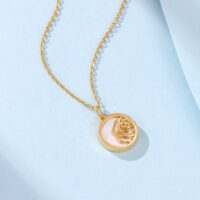 Radiant 18K Gold Plated Seashell Rose Necklace