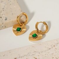 Heart Shape Green Stone Earrings