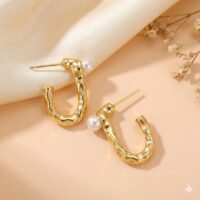 J Shape Pearl Earrings