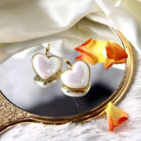 Small Heart Shaped Pearl White Earrings