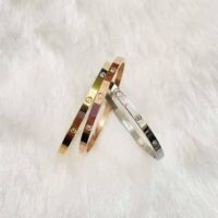 Radiant Elegance 18K Gold-Plated Stainless Steel Crystal Accent Bracelet